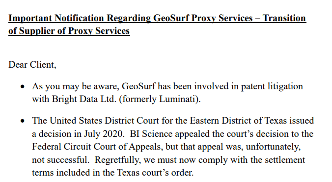 代理服务巨头Geosurf公司正式宣布破产，引发转售公司业务震荡